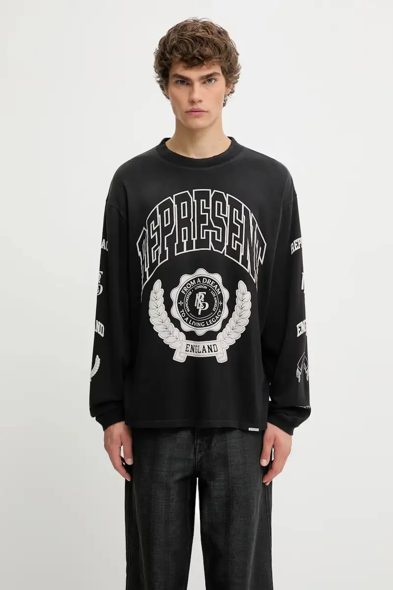 top a maniche lunghe in cotone Legacy Crest colore nero MLM100371