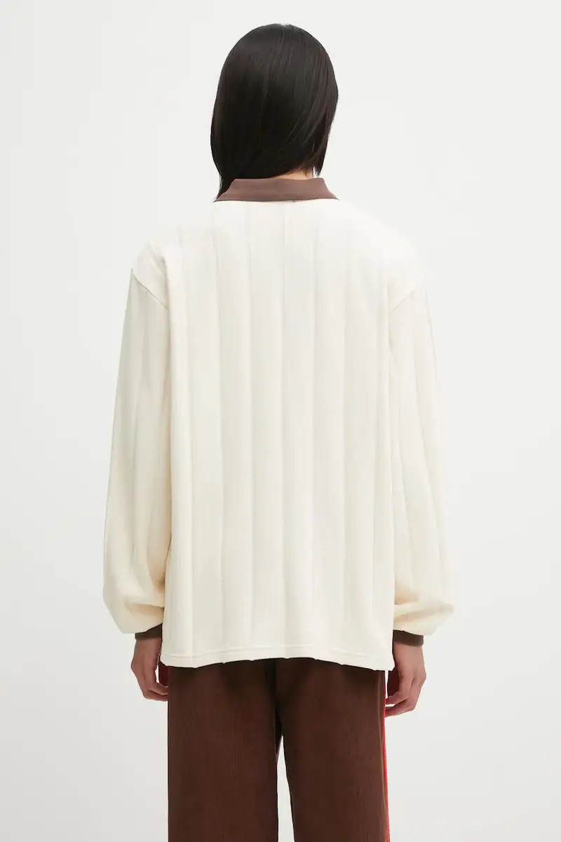 top a maniche lunghe in cotone Ls Retro Football colore beige con applicazione MLM100277 miniatura 3