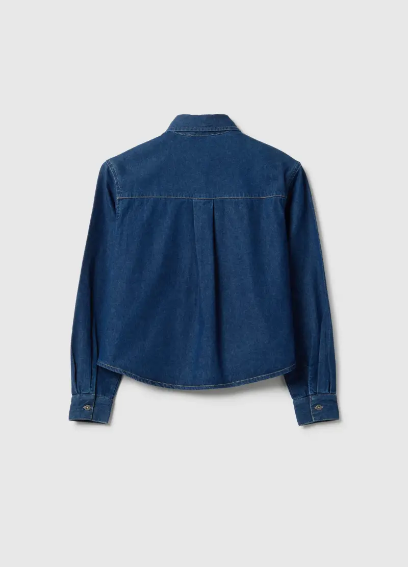 Camicia In Puro Cotone Blu Da Ragazza Regular Fit, Bambina, Blu miniatura 2