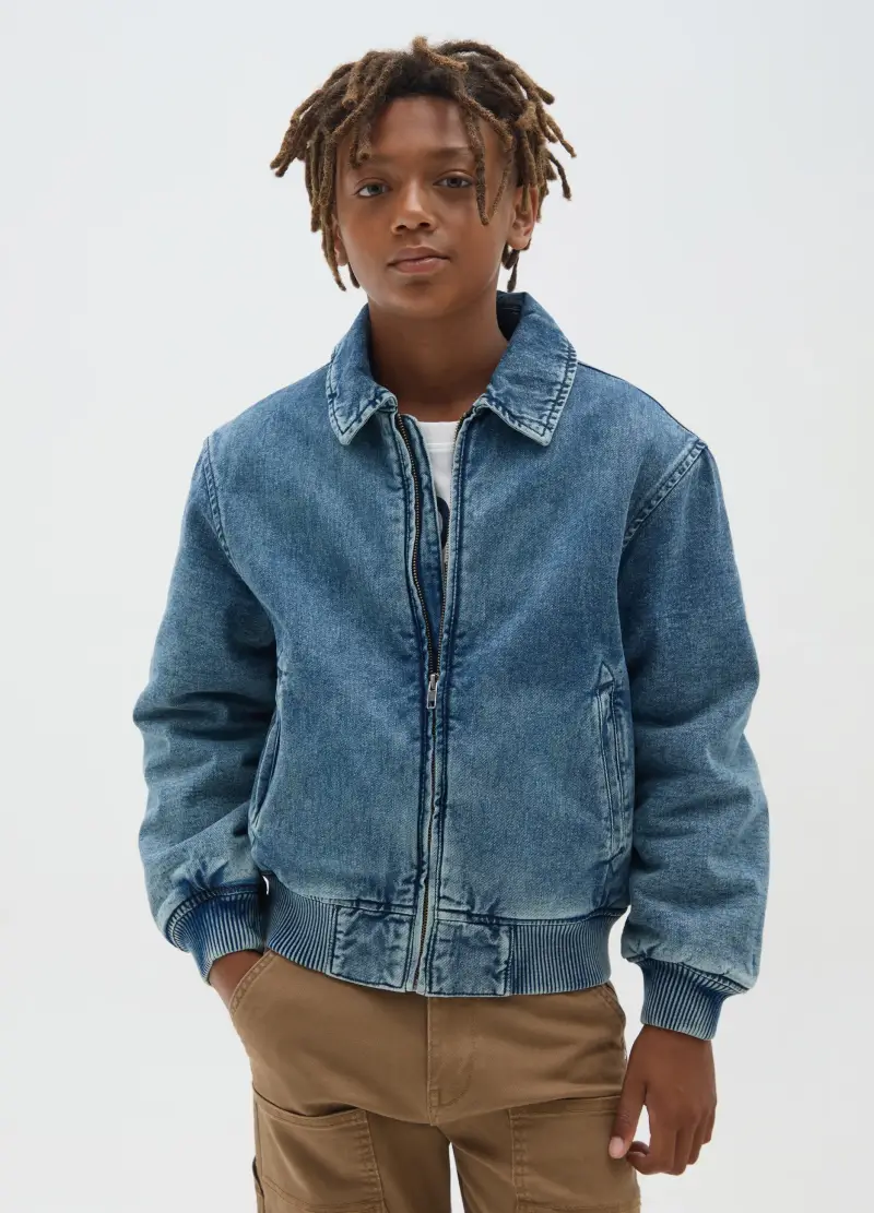Giacca Bomber Da Ragazzo In Denim Regular Fit, Bambino, Denim