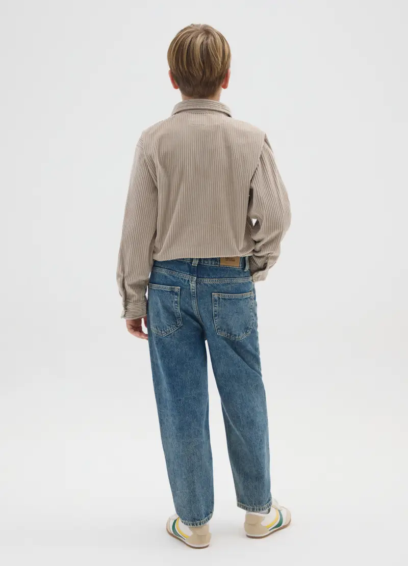 Jeans Baggy Da Ragazzo In Puro Cotone Denim, Bambino, Denim miniatura 2