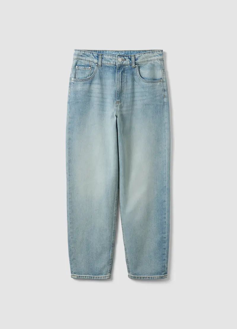 Jeans Baggy In Puro Cotone Denim Azzurri Da Ragazzo, Bambino, Denim