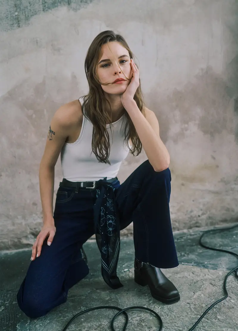 Jeans Blu In Cotone Elasticizzato Wide Leg, Donna, Blu