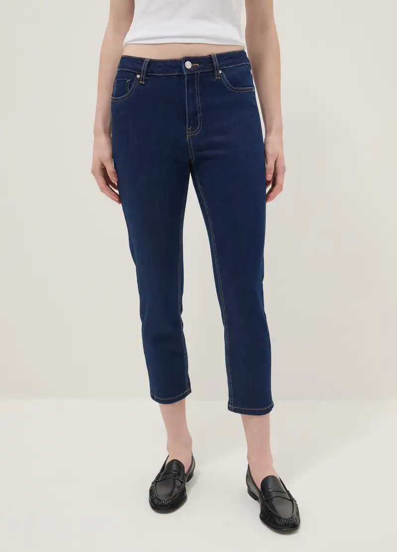 Jeans Blu Skinny In Cotone E Viscosa Elasticizzato, Donna, Blu miniatura 2