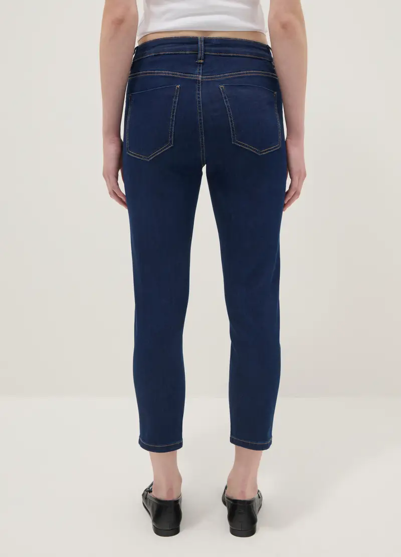 Jeans Blu Skinny In Cotone E Viscosa Elasticizzato, Donna, Blu miniatura 3