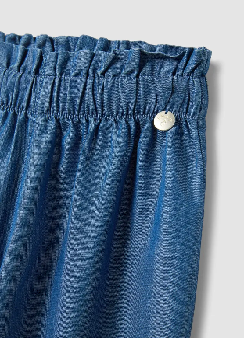 Jeans Culotte In Puro Lyocell Blu Da Bambina Regular Fit, Blu miniatura 3