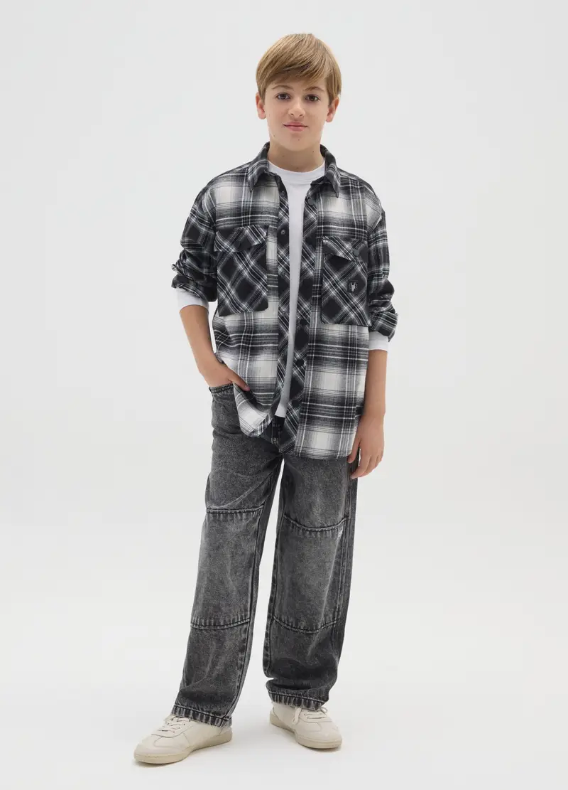 Jeans Skater Da Ragazzo In Puro Cotone Grigi, Bambino, Grigio