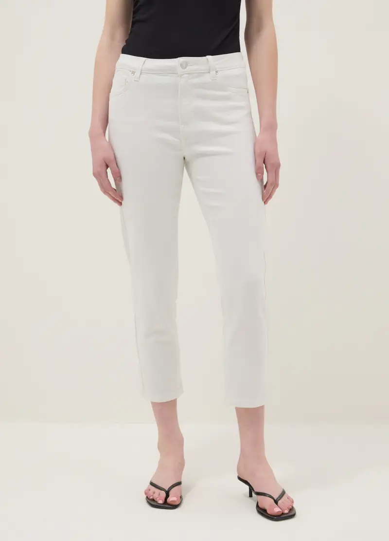Jeans Skinny In Misto Cotone Elasticizzato Bianco, Donna, Bianco miniatura 2