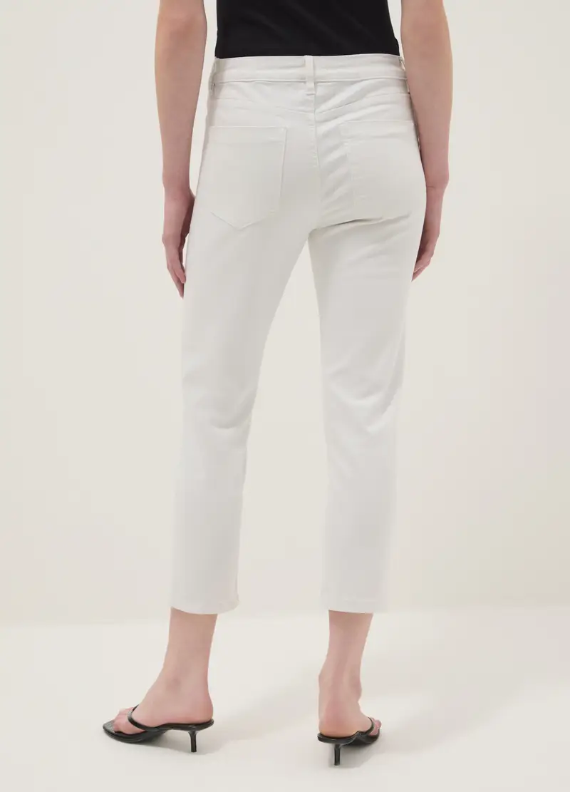 Jeans Skinny In Misto Cotone Elasticizzato Bianco, Donna, Bianco miniatura 3