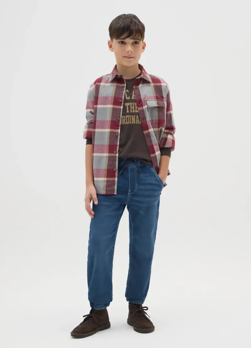 Jog Denim Da Ragazzo In Cotone Blu Regular Fit, Bambino, Blu