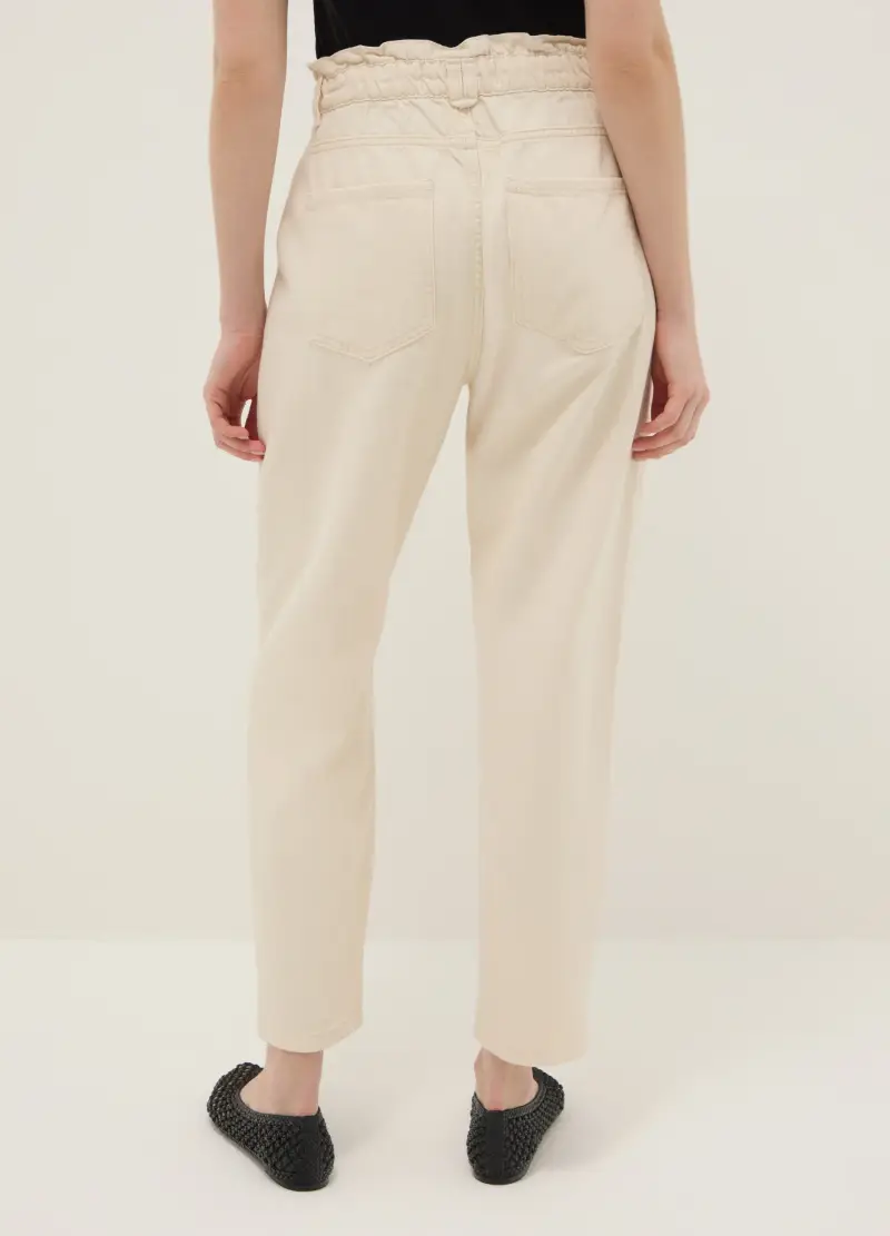 Pantaloni Baggy In Puro Cotone Beige, Donna, Beige miniatura 3