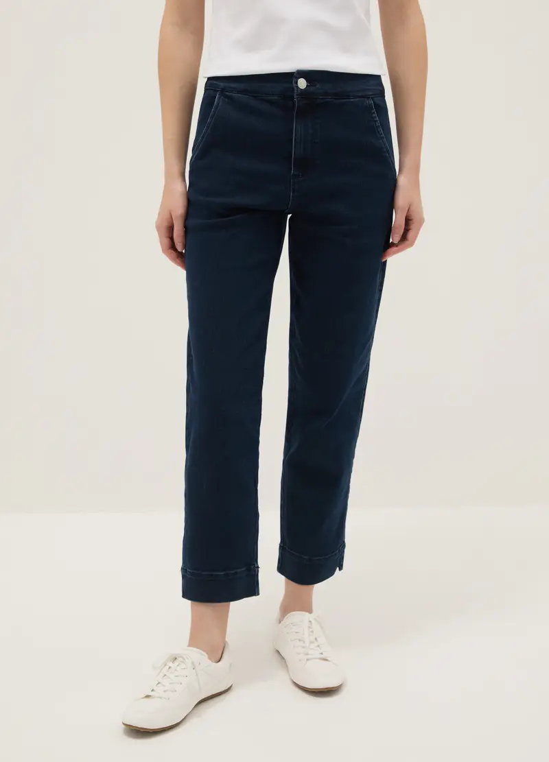 Pantaloni Chino In Misto Cotone Blu Slim Fit, Donna, Blu miniatura 2