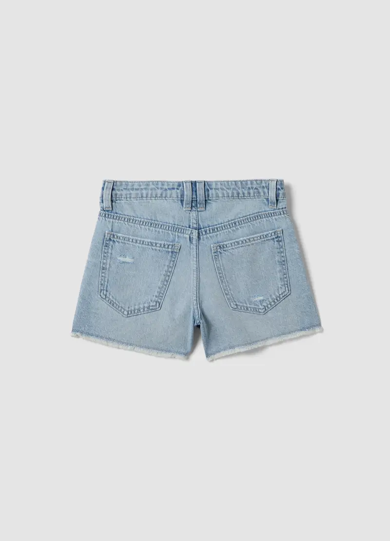 Shorts Denim Azzurri In Puro Cotone Da Ragazza Regular Fit, Bambina, Denim miniatura 2