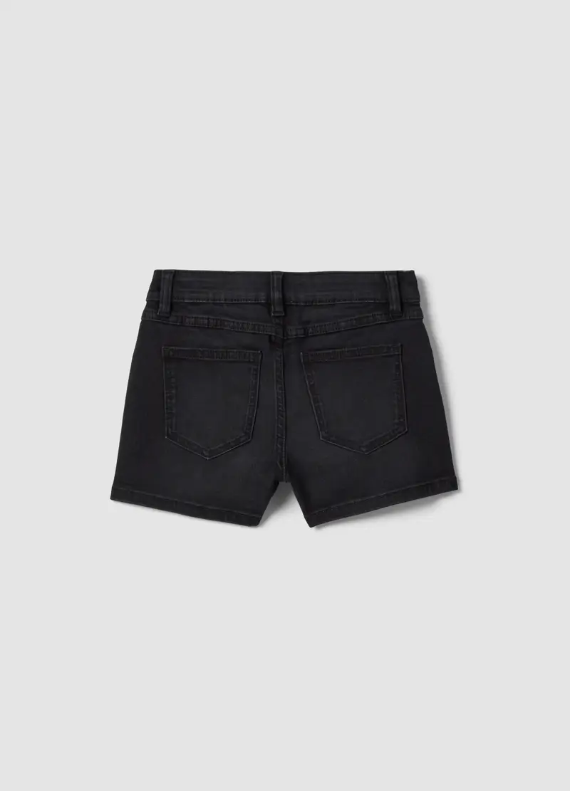 Shorts Denim Neri In Misto Cotone Elasticizzato Da Ragazza Slim Fit, Bambina, Nero miniatura 2