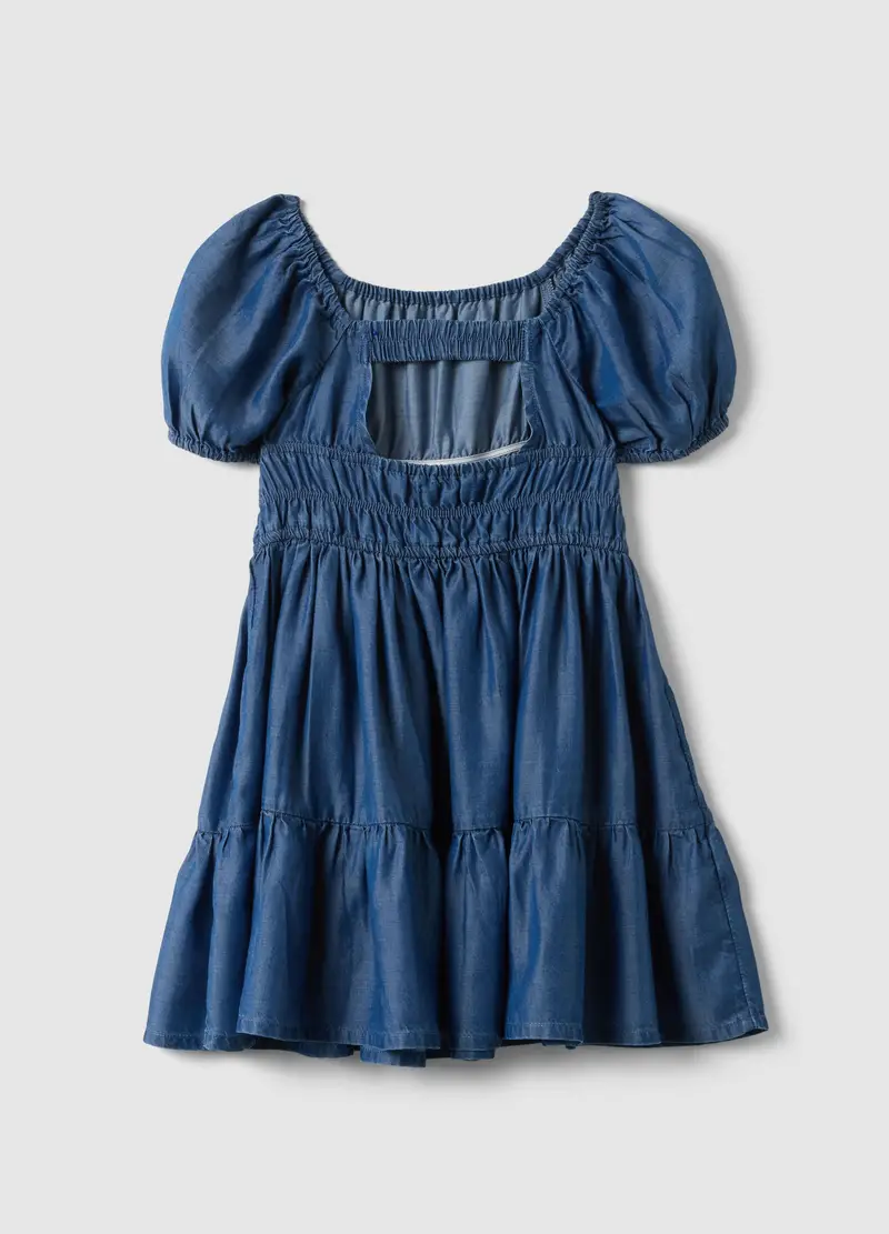 Vestito In Puro Lyocell Blu Da Bambina Regular Fit Con Elastico, Blu miniatura 2
