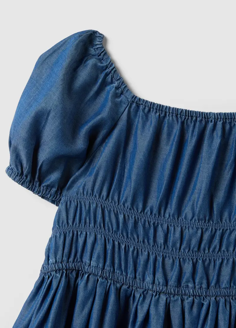 Vestito In Puro Lyocell Blu Da Bambina Regular Fit Con Elastico, Blu miniatura 3