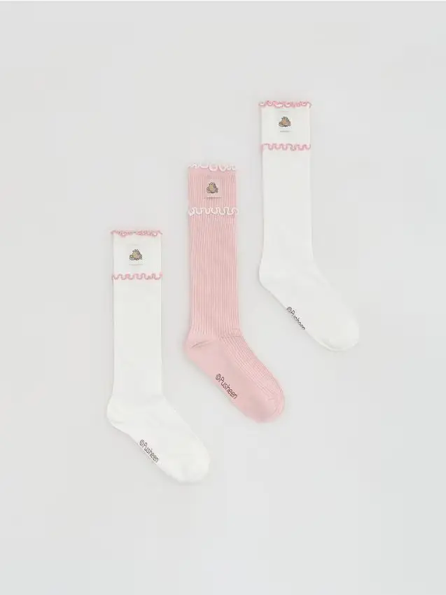 3 paia calze al ginocchio Pusheen - panna