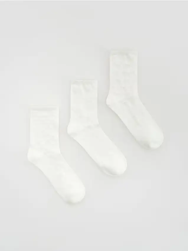 3 paia calze con cuori - panna