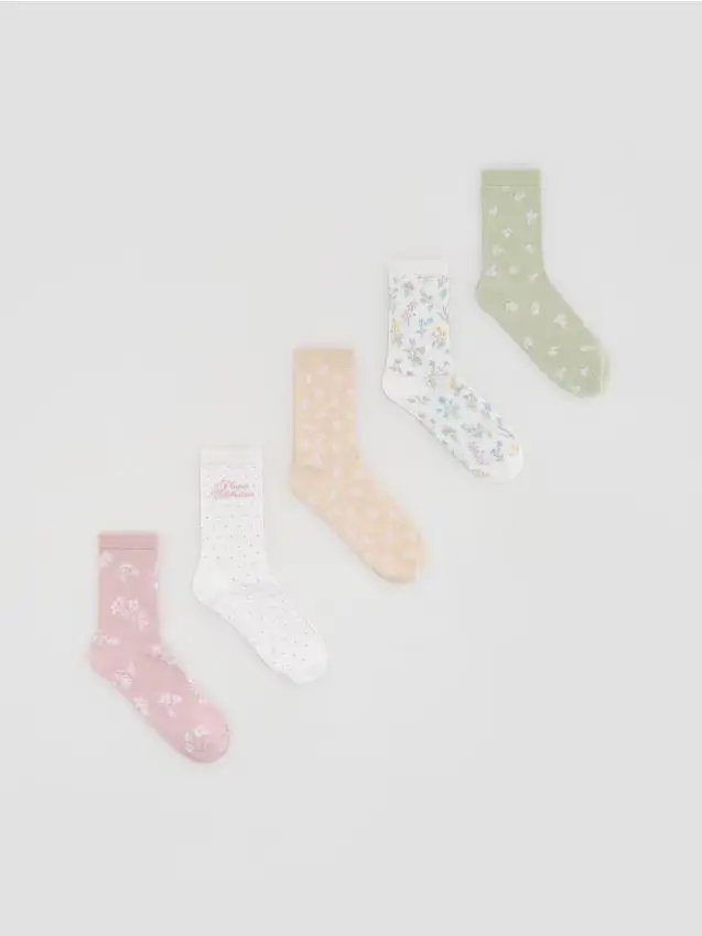 5 paia calze con fibra di bambù - rosa pastello