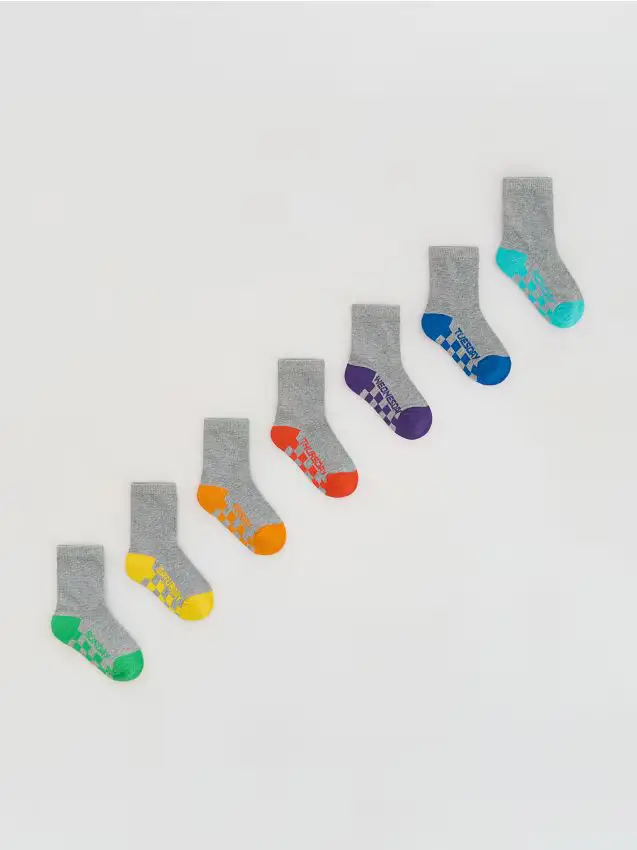 7 paia calze in cotone - grigio scuro