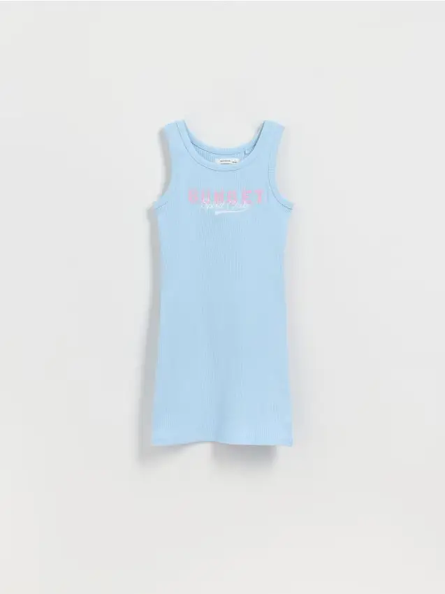 Abito a costine con ricamo - blu pallido