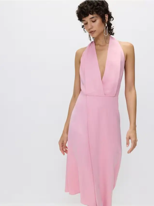 Abito asimmetrico con schiena scoperta - orchidea