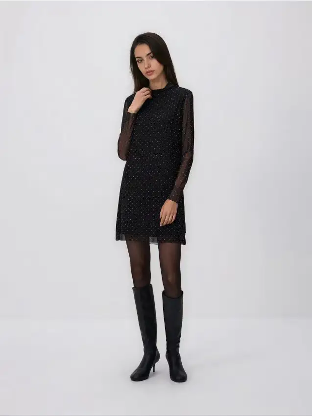 Abito con applicazioni decorative - nero