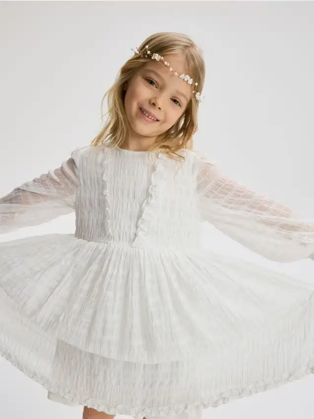 Abito con filo metallizzato - panna