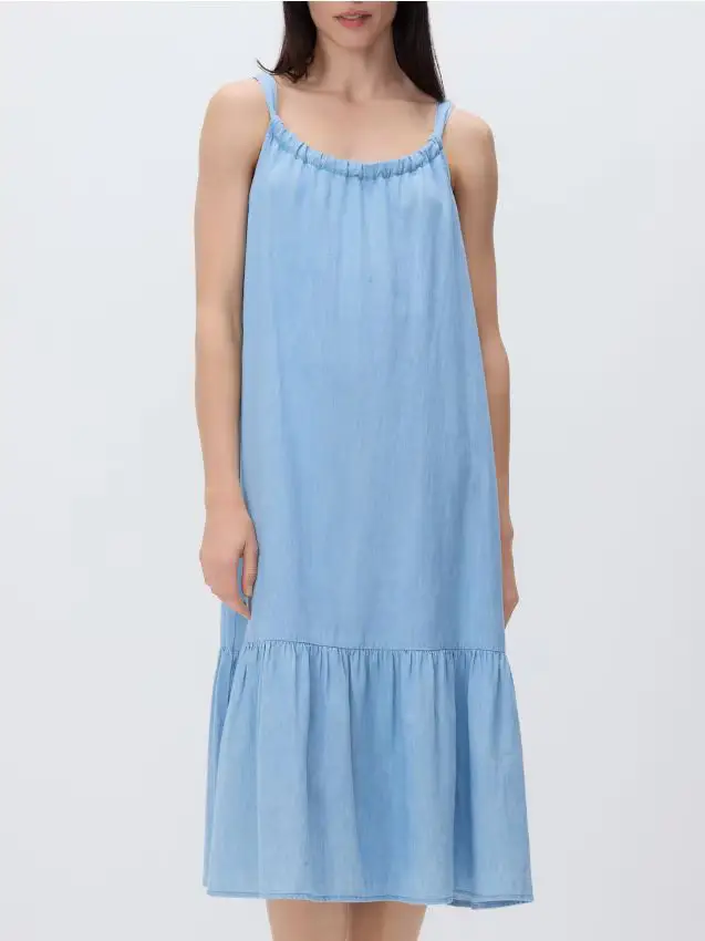 Abito con miscela di lino - blu