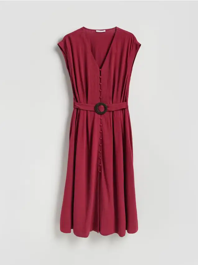 Abito con miscela di lino - maroon