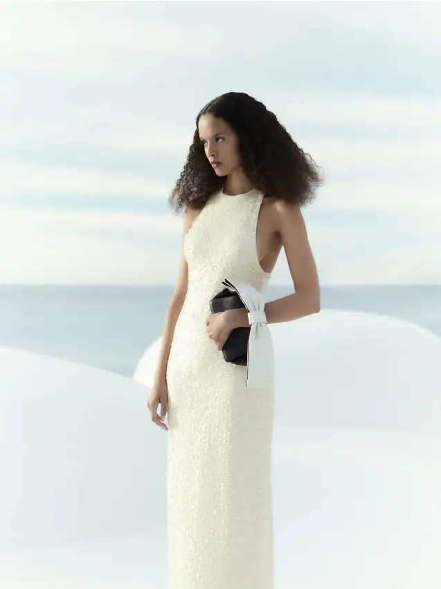 Abito con paillettes - panna