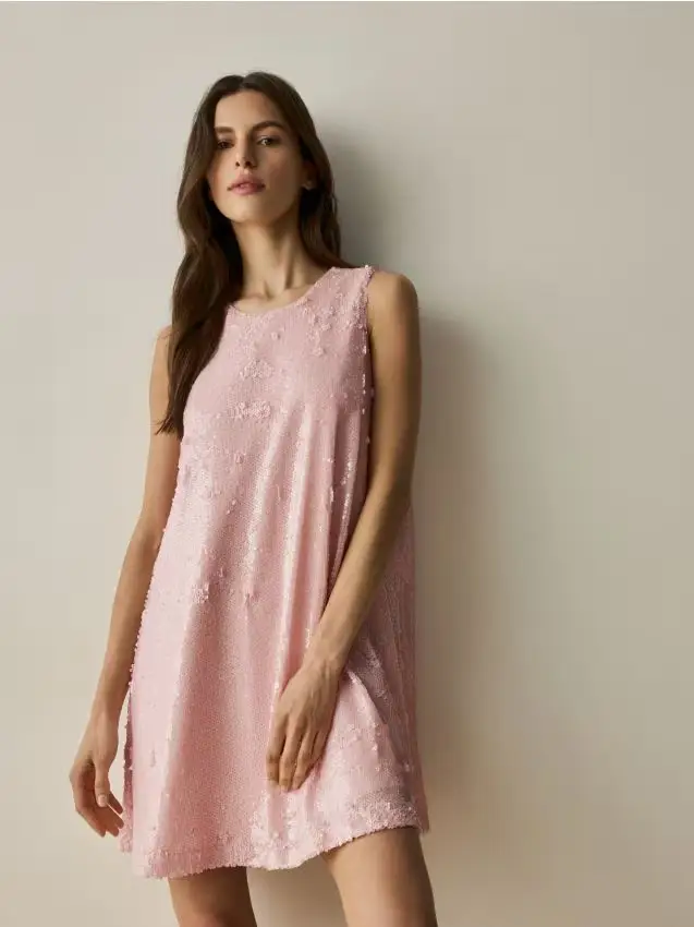 Abito con paillettes - rosa pastello
