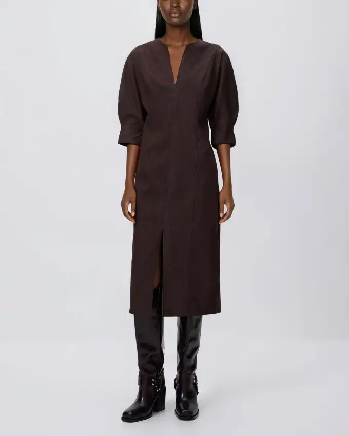 Abito con spacco - marrone