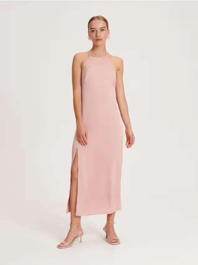 Abito con spacco - rosa pastello