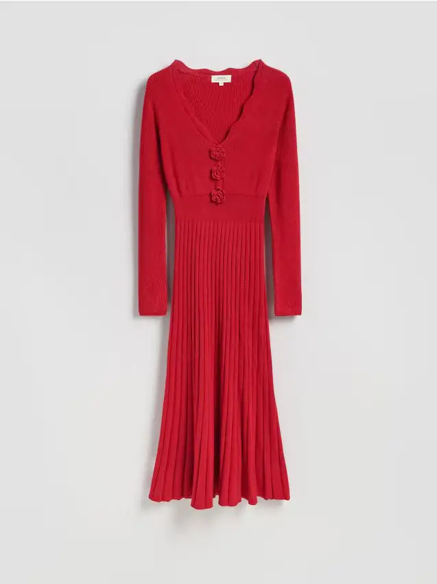 Abito con stampa rose - rosso