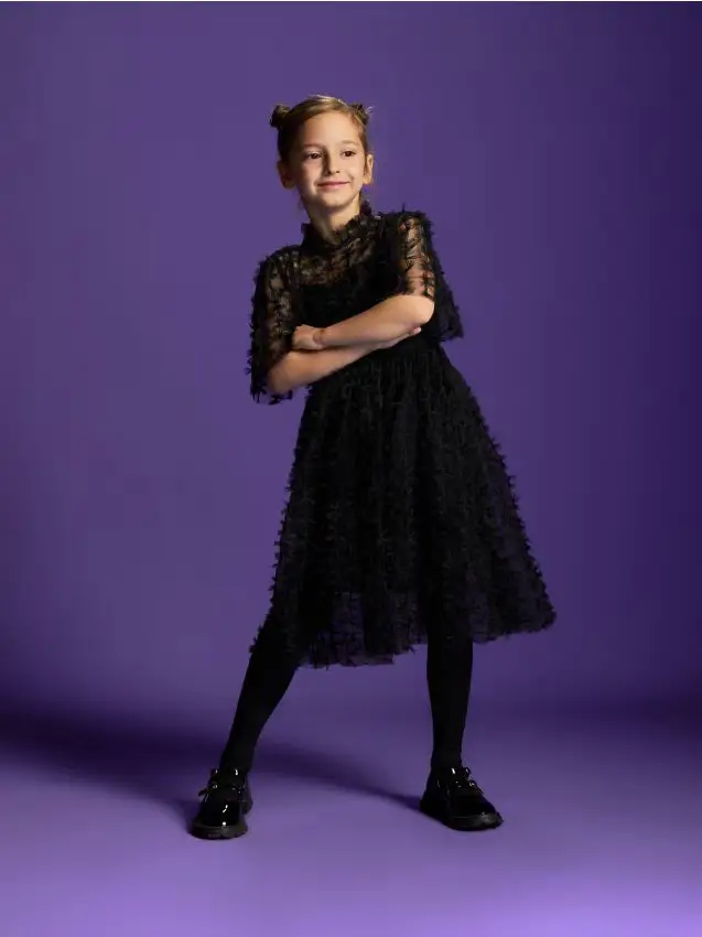 Abito di tulle con fiocchi - nero