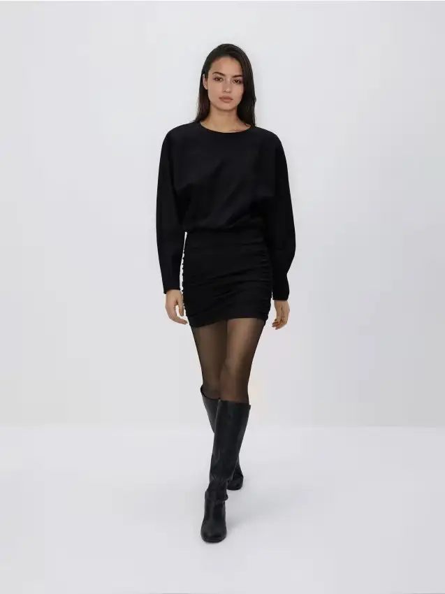 Abito drappeggiato in viscosa - nero