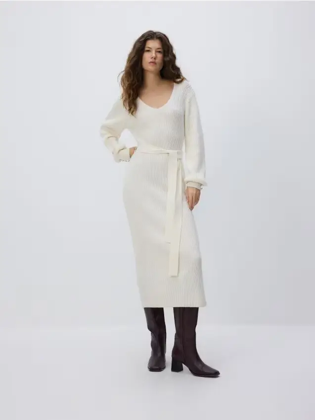 Abito in misto lana - panna