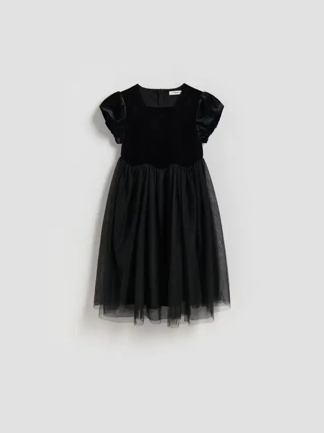 Abito in tessuto misto - nero