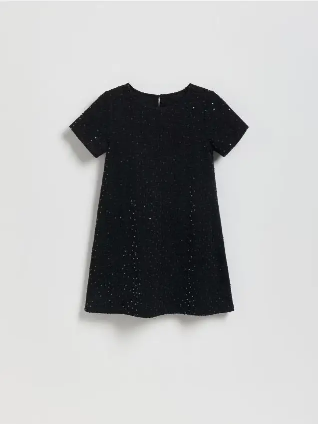 Abito in tweed con paillettes - nero