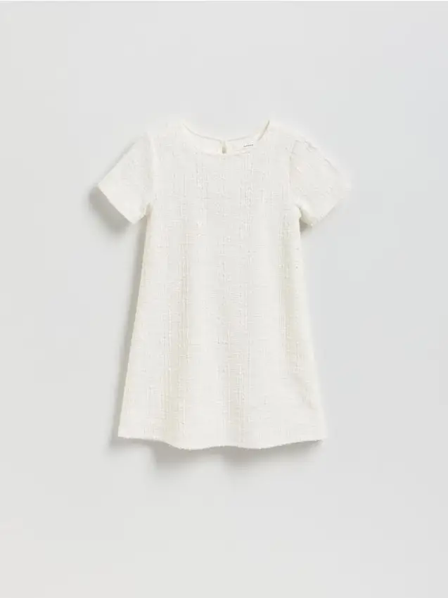 Abito in tweed con paillettes - panna