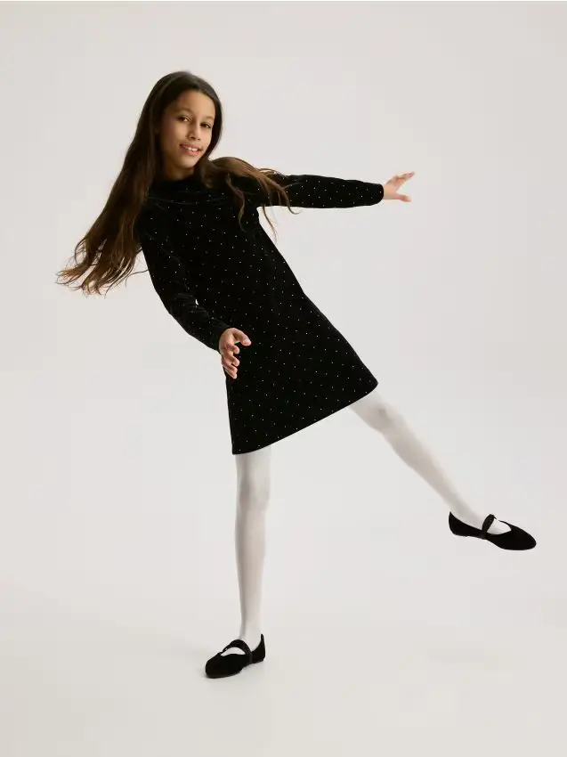 Abito in velluto con fiocco - nero