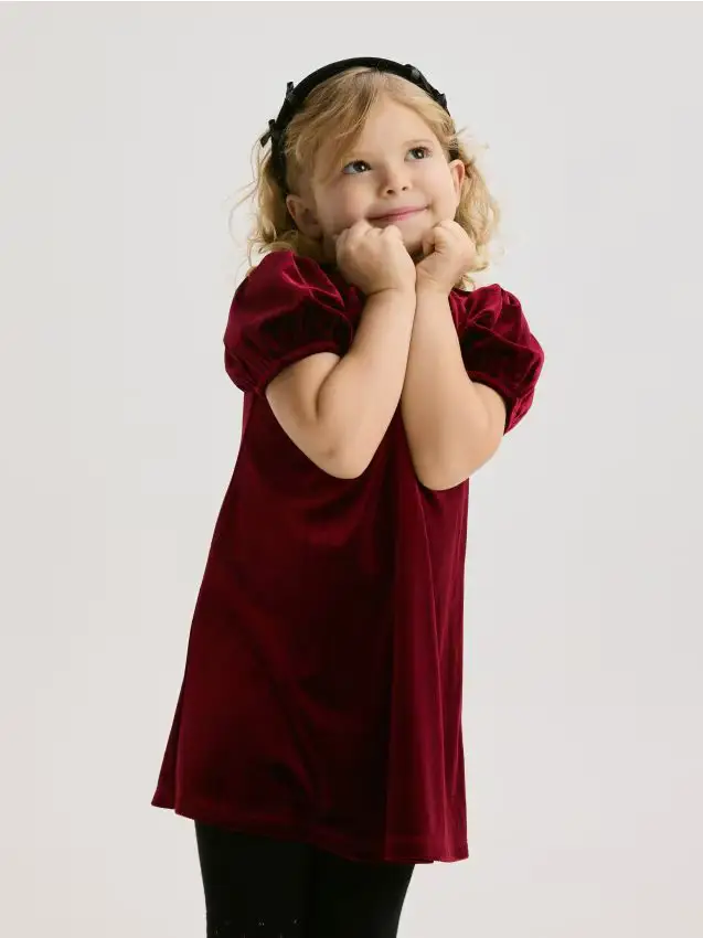 Abito in velluto con fiocco - rosso