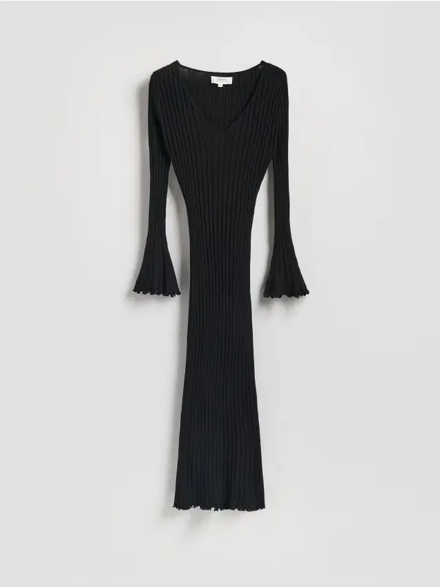 Abito in viscosa a coste - nero