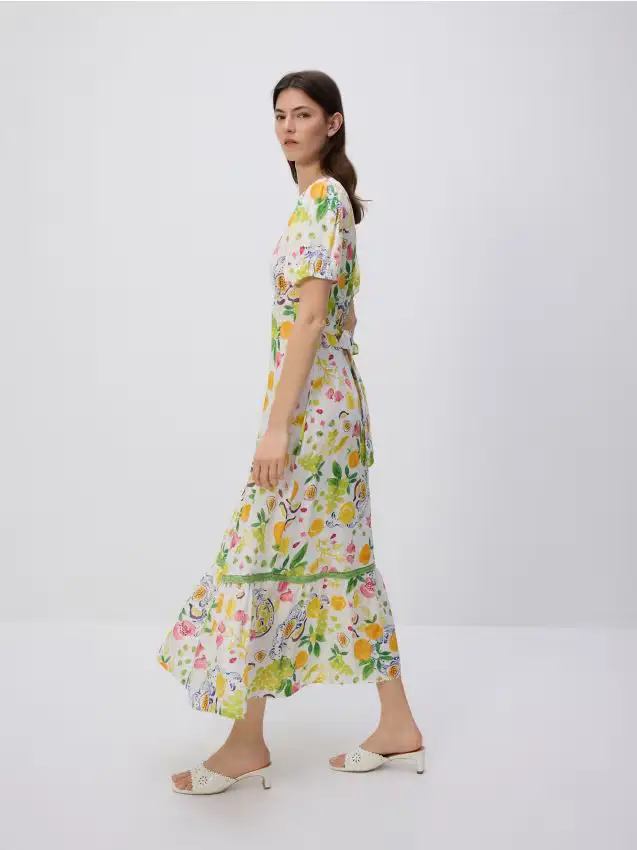 Abito in viscosa con stampa originale - multicolore