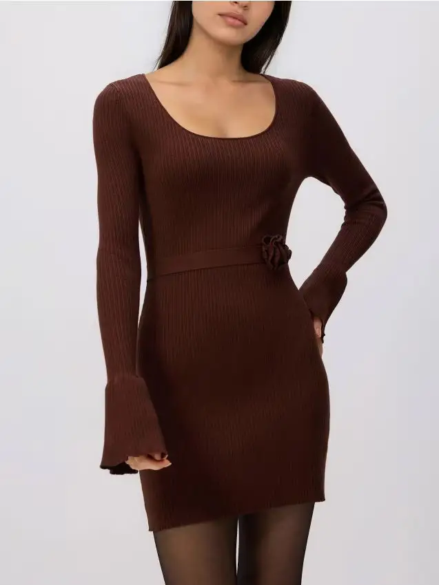 Abito in viscosa - marrone