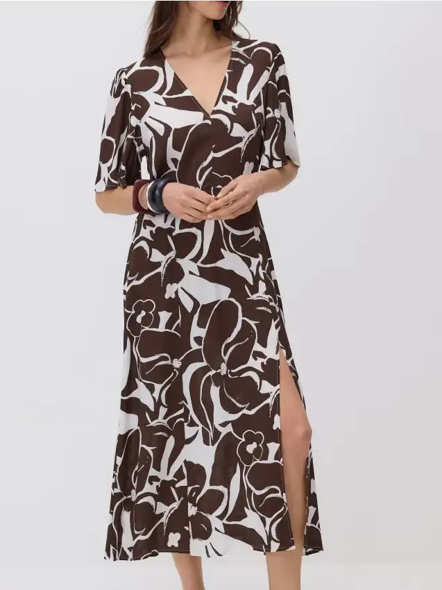 Abito in viscosa - marrone