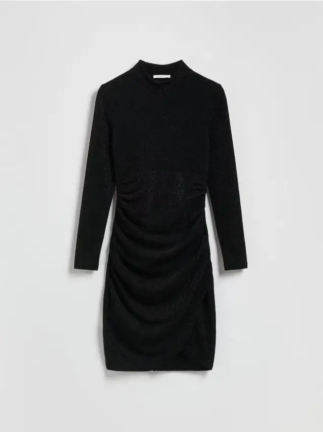 Abito lucido con drappeggio - nero