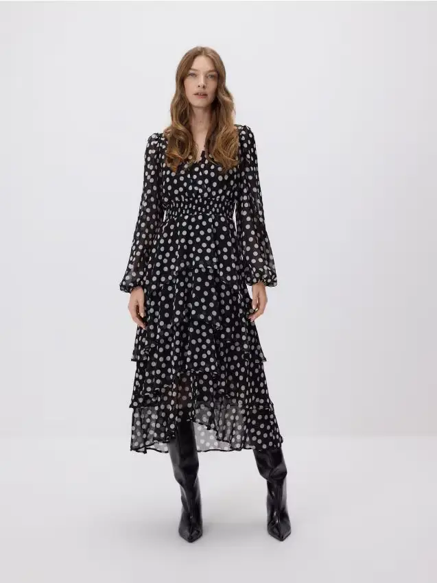 Abito maxi a pois - multicolore