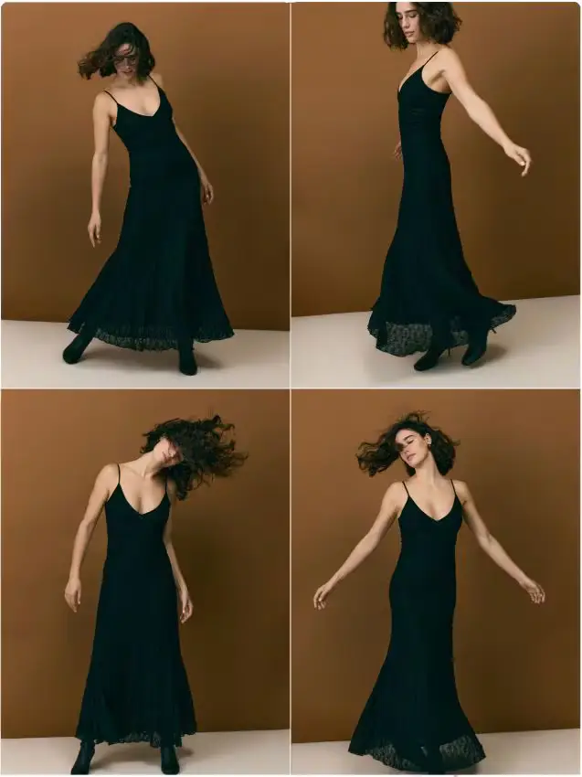 Abito maxi a righe - nero